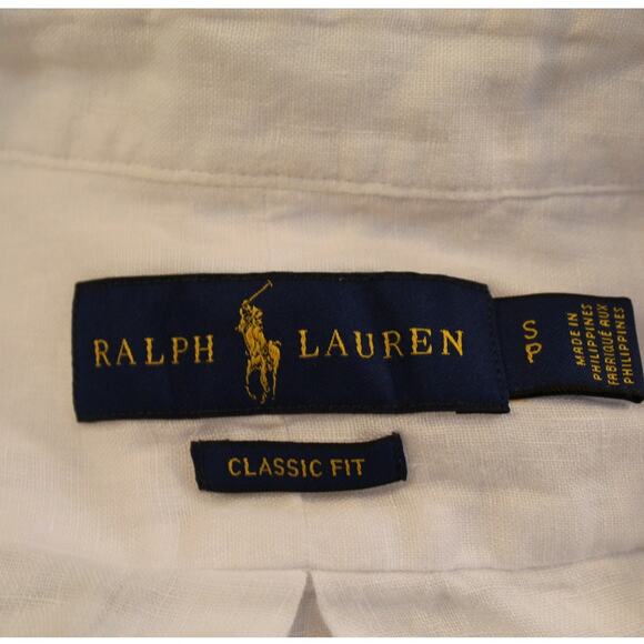 Ralph Lauren Classic Fit White 100% Linen Button-Down Shirt Men’s Small - Picture 4 of 8